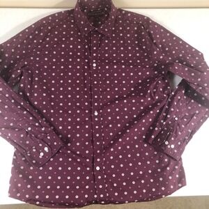 Banana‎ Republic Mens XL Long Sleeve Shirt Burgundy 100% Cotton Casual Preppy
